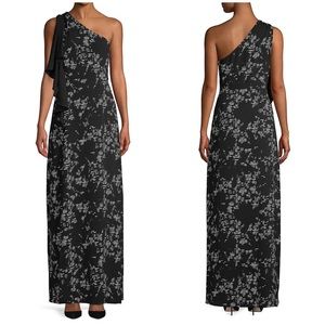 H Halston Asymmetrical Evening Dress